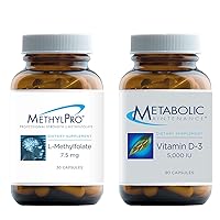 MethylPro L-Methylfolate (7.5mg, 30 Capsules) + Vitamin D-3 5000 IU (90 Capsules) - 2-Product Bundle with Active Methyl Folate (5-MTHF) + Immune Support Metabolic Maintenance Vitamin D-3 5000 IU