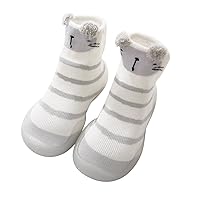 Sock Shoes Toddler Baby Cartoon Socks Non-Slip Shoes Animals Elastic First Walkers Infant Shoes Black Shoes B