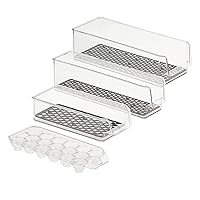 Spectrum Diversified Hexa in Fridge Set of 4 3 Stackable Egg Tray Refrigerator Bin for Storage and Organization of Fruit Vegetables Produce, Clear