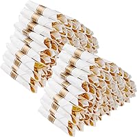 100 Pack Pre Rolled Gold Plastic Silverware, Wrapped Plastic Cutlery Set with Napkin Include 100 Forks, 100 Knives, 100 Spoons and 100 Napkins, Disposable Silverware for Party, Wedding