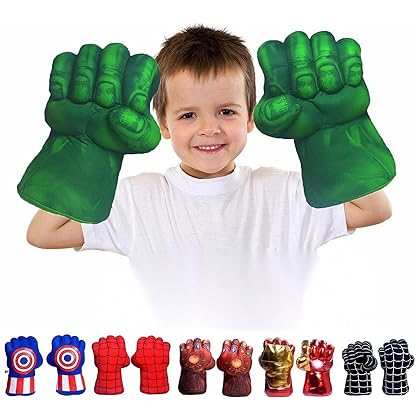 Incredible HOK Superheros Gauntlet Smash Hands Fists Big Soft Plush Gloves Pair Costume Green