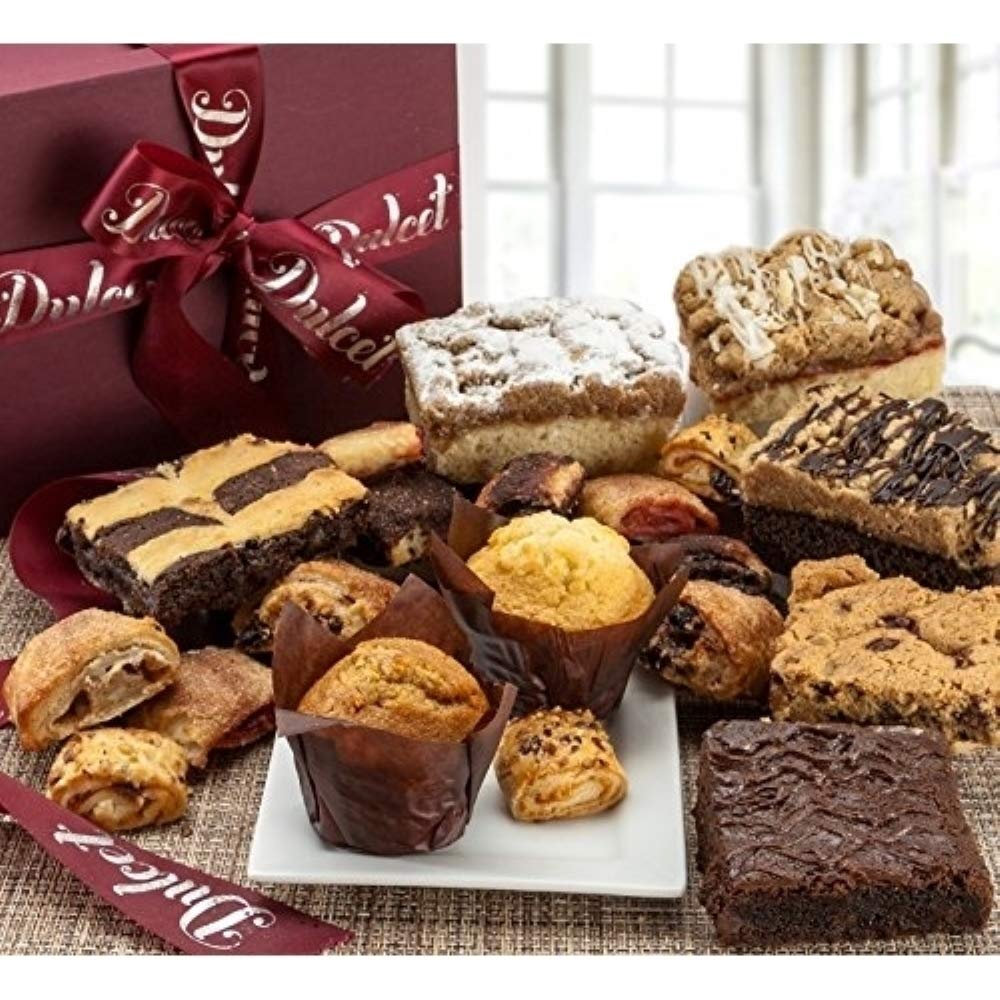 Dulcet Gift Basket Deluxe Gourmet Food Gift Basket: Prime Delivery for Holiday Men and Women: Includes Assorted Brownies, Crumb Cakes Rugelah, and ...