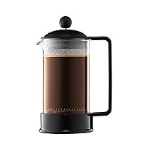 BODUM 1543-01 BRAZIL Brazilian French Press Coffee Maker, 11.8 fl oz (350 ml), Black Stainless Steel Filter, Glass Beaker, Soaking Type, Coffee