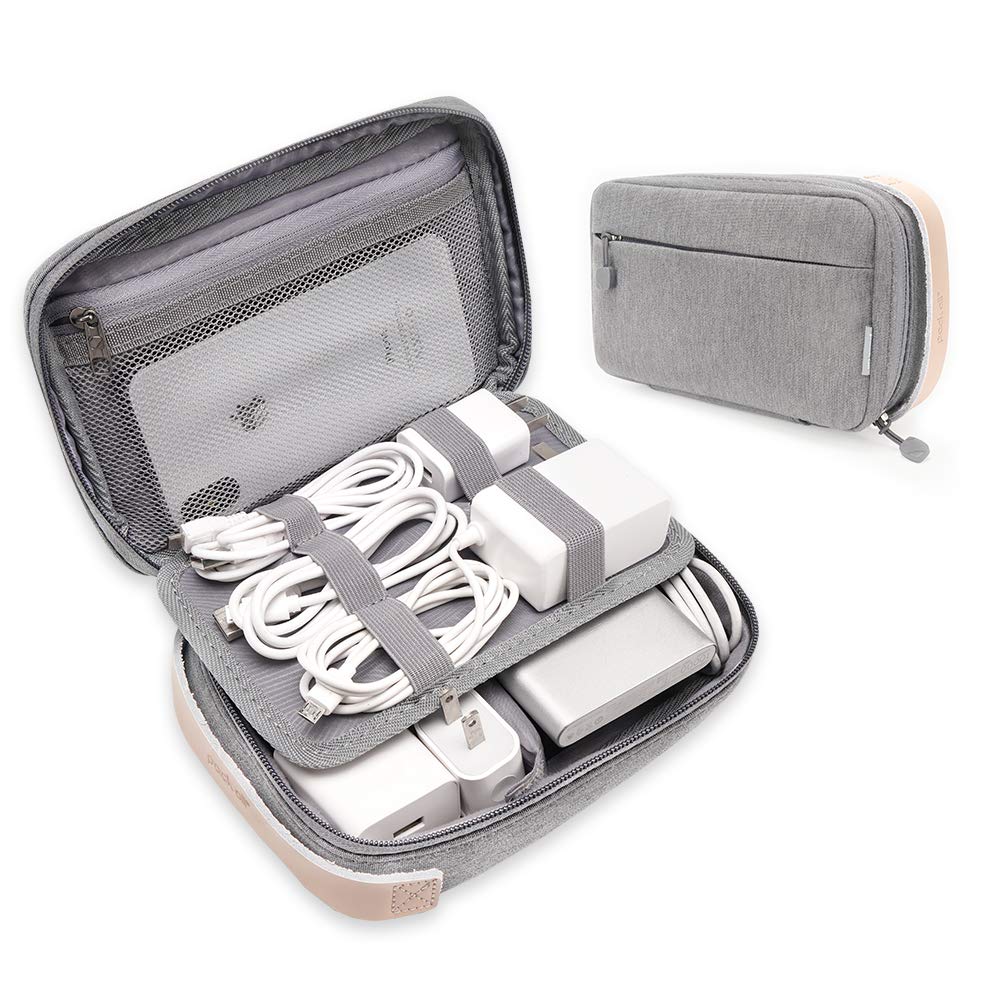 pack all Electronic Organizer, Cable Organizer Bag, Cord Travel Organizer for Cables, Chargers, Phones, USB cords, SD Cards (Gray)