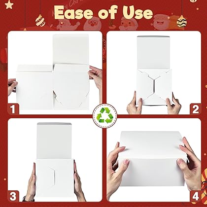 MESHA 8x8x4'' White Gift Boxes with Lids, Recyclable Paper Bridesmaid Proposal Boxes 10 PC, Bulk Gift Box for Mother's Day, White Boxes for Wrapping Gifts