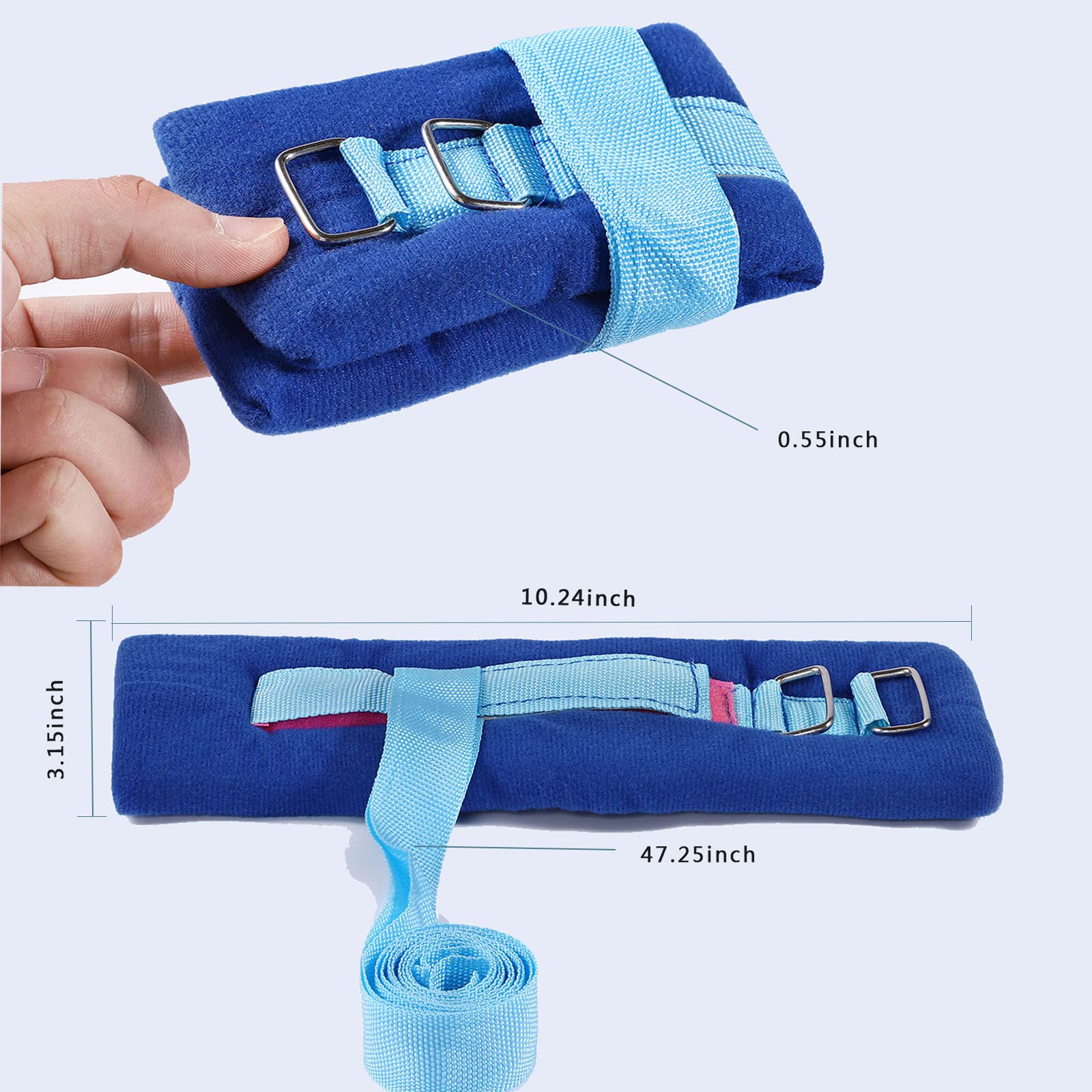 4PCS Medical Bondaged Restraints Hospital Bed Wrist Strap Patient Ankle Straps for Bed Safety Rails Limb Holders Fixed Belt Anti-Grasping Harness Hand Strap Anti-Extubation Tube Care Products (Blue)