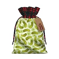 WURTON Sushi Dill Pickles Print Christmas Wrapping Bags Drawstring, Wedding Gifts, Reusable Xmas Party Supplies