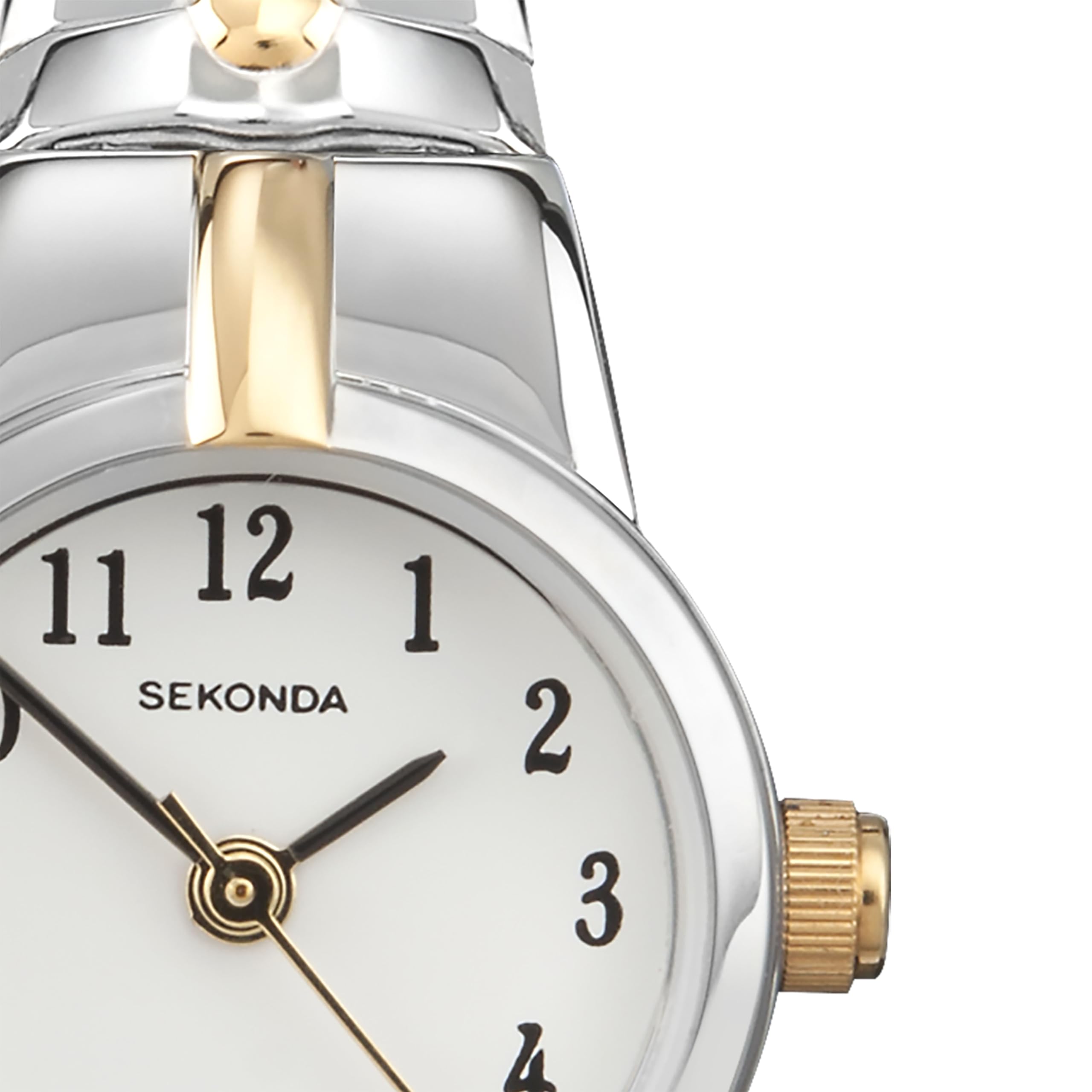 Sekonda Newton 19mm Womens Classic Analogue Quartz Watch with White Dial Mineral Glass and Two Tone Gold Silver Stainless Steel Expander Bracelet