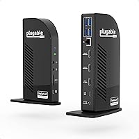 Plugable 13-in-1 USB-C Triple Monitor Docking Station with 100W Charging, Compatible with Windows, Mac, and Chrome with Thunderbolt or USB-C (3X HDMI, 1x USB-C, 4X USB, Ethernet, SD Card Reader)