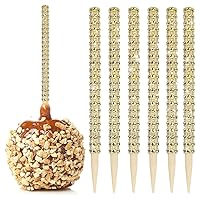 20PCS Gold Candy Bamboo Sticks 6inch Bling Rhinestones Sticks Bling Candy Sticks for Making Chocolate Dessert Candy Cake Pop Table Party Wedding Making (Color : Gold)