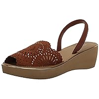 Kenneth Cole REACTION Women's Fine Glass Wedge Sandal, Luggage Micro, 12