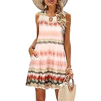 SimpleFun Summer Dresses for Women 2024 Beach Floral Tshirt Sundresses Casual Boho Dress with Pockets