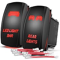 Nilight 2 Pack Rear Lights Rocker Switch Led Light Bar Rocker Switch 5Pin Laser On Off SPST Switches 20A/12V 10A/24V Switch Red LED with Jumper Wire Set for Cars Trucks Boats RVs, 2 Years Warranty