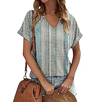 Womens Tops Short Sleeve Summer Spring T Shirts for Women v Neck Sexy Blouses for Women Casual Tunic Clothes