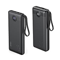 VRURC Portable Charger with Built in Cables, 20000mAh and 10000mAh (Black)