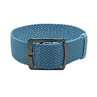 22mm Grey Blue Perlon Braided Woven Watch Strap with PVD Buckle
