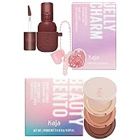 Kaja Lip & Blush Glazed Keychain Stain - Jelly Charm 06 Mocha Glaze + Beauty Bento Collection - Bouncy Eyeshadow Trio 13 Velvet Dream, 0.03 Oz Bundle