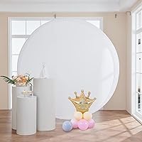 7.2FT White Round Arch Backdrop Cover for 7FT/7.2FT Circle Arch Stand Wrinkle Resistant White Circle Arch Backdrop Cover for Wedding, Birthday, Baby Shower Decorations