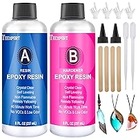 Teexpert Epoxy Resin Crystal Clear, 16oz Epoxy Resin Kit, Self-Leveling, Bubble-Free Coating and Casting Resin for DIY Art & Crafts, Jewelry, Coasters, Molds - 2 Part (8oz Resin and 8oz Hardener)