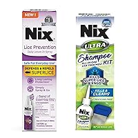 Nix Lice Prevention Spray + Nix Ultra Super Lice Shampoo and Egg Removal Comb