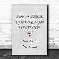 Beauty & The Beast Grey Heart Song Lyric Print