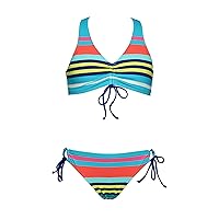Hobie Girls' Racerback Bikini Top and Side Tie Hipster Bottom Swimsuit Set