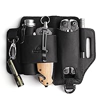 Topstache EDC Multitool Sheath for Belt,Leather Belt Pouch for Work and Daily Use,Gifts for Men,Secure and Convenient Tool Organizer for Flashlight and Multitool and Multitool Kits