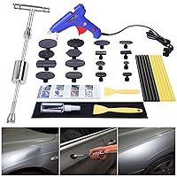 GLISTON Car Dent Remover Tool, Paintless Dent Repair Kit, Pro Slide Hammer Tools with 16pcs Thickened Black Tabs for DIY Automobile Body Dent Removal