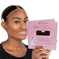 MILANO COLLECTION Lace Wig Grip Cap for Women, Adjustable Wig Cap with Headband, Non-Slip Wig Gripper to Keep Wigs Lace Front In Place, 2 Pack, Chocolate Brown