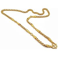6 MM Chain 5 Hoops 23K 24K Thai Baht Yellow Gold Plated Necklace Amulet 30