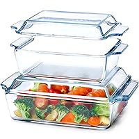 NUTRIUPS Rectangular Glass Casserole Dish With Glass Lid Glass Bakeware with Lid Glass Microwave Casserole Dish Lidded Small Casserole Dish (cfb-1L+1.5L)