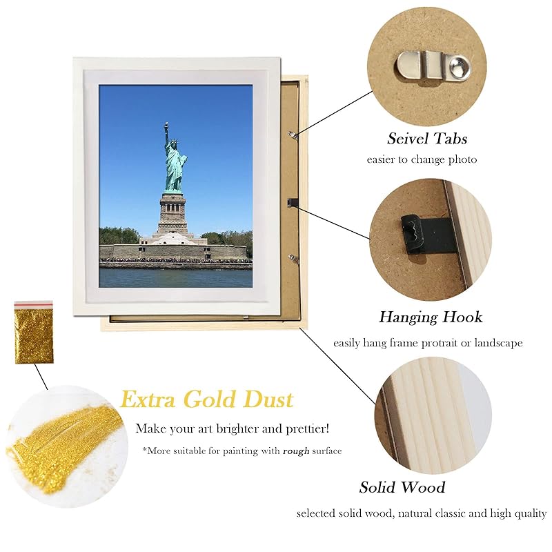  4 Pack 12x16 Picture Frame Wood Diamond Painting Frames 30x40cm  Diamond Art Frame Display 10x14 in/ 25x35cm with Mat or 12x16 in/ 30x40 cm  Without Mat Photo Gallery Frame Set