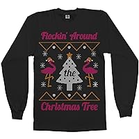 Threadrock Men's Flockin' Around The Christmas Tree Long Sleeve T-Shirt