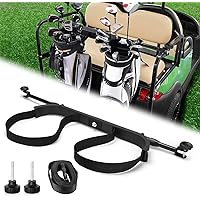 Universal Golf Bag Holder Attachment No-drilling Required for EZGO, Club Car, and Yamaha, Adjustable Rear Seat Golf Cart Club Holder, An Additional Strap is Included