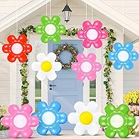 18 Pcs Spring Daisy Flower Inflatable Balls Blow up Daisy Flower Inflatable Decoration Colorful Spring Daisy Inflatable Hanging Ornament Flower Shape PVC Yard Decors for Indoor Outdoor Lawn