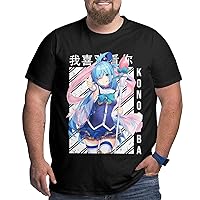 Anime Konosuba T Shirt Big Size Mens Short Sleeve Shirts Fashion Large Size Tee Black