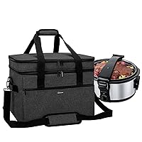 YARWO 2024 New Slow Cooker Bag Compatible with Crock-Pot and Hamilton Beach 6-8 Quart Oval Slow Cooker, Double Layers Slow Cooker Travel Carrier for kitchen Appliance and Accessories, Black (Bag Only)