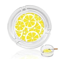 Yellow Lemon Classic Glass Ashtray Round Clear Crystal Cigarette Holder Thick Ashtrays for Office Home Desktop Decor