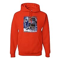 Wolves and the Moon in the Winter Night Animal Lover Graphic Mens Hoodies