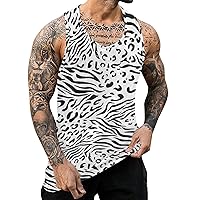Male Summer Tank Top Breathable Large Size Casual Sleeveless Top Loose Partial Print Tank Top T Shirt Men Graphic