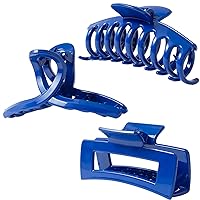 Blue Hair Claw Clips for Thick/Fine/Thin Hair,Strong holding Grip Clip Women Large Jaw Clips for Hair 3 Count In set Hair Accessories (Blue hair clips)