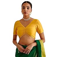 Elina fashion Women's Readymade Cotton Blouse For Sarees Indian Designer Bollywood Padded Stitched Choli Crop Top