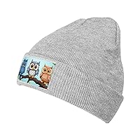 Unisex Beanie for Men and Women Owls on a Branch Knit Hat Winter Beanies Soft Warm Ski Hats