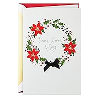 Hallmark Signature Christmas Boxed Cards, Peace Love Joy Wreath (12 Cards with Envelopes)