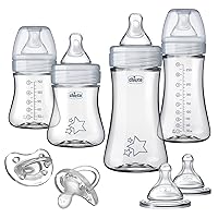 Chicco Duo Newborn Hybrid Baby Bottle Starter Gift Set with Invinci-Glass Inside/Plastic Outside - Clear/Grey