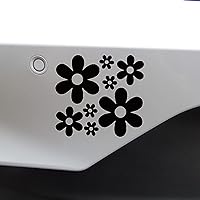 Set of Flower Power Cute Stickers- 8 Stickers Per Sheet - Car Bumper Stickers - Wall Decal - Laptop Stickers - Hippie Accessories - 70's Decoration (Black, 15cm x 14cm)