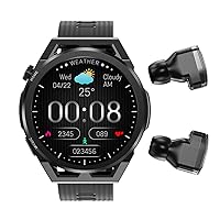 Smart Watch with TWS Earbuds | 1.53 in | Local MP3 Music | NFC Control | Anti Loss Tracking | Weather Step | Calories,Sleep Monitor,Heart Rate Blood Pressu-re Monitor for Men iOS & Android