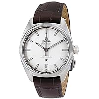 Omega Constellation Mens Silver Face Black Leather Strap Swiss Co-Axial Automatic Watch 130.33.39.21.02.001