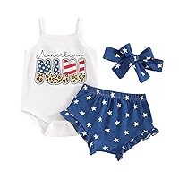 Kuriozud Newborn Infant Baby Girl 2 Piece Summer Outfits Tank Romper Top + Ruffle Bloomer Shorts Set Clothes