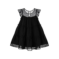 Toddler Baby Girl Dresses Ruffle Sleeve Swiss Dot Mesh A Line Dress for 1-5T Girls